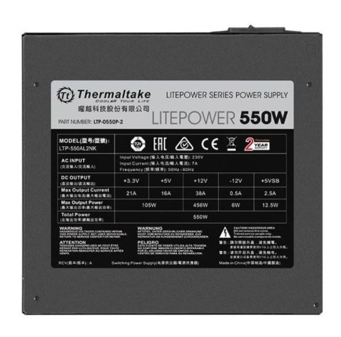 Litepower II Black 550W (Active PFC, 2xPEG, 120mm, Single Rail) Thermaltake