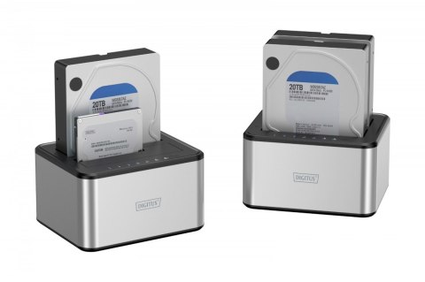 Stacja dokująca USB 3.0 Super Speed do 2x SSD/HDD 2.5/3.5" SATA III max.2x20TB z funkcją klonowania Digitus