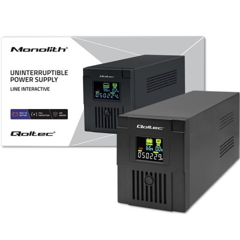 Zasilacz awaryjny UPS | Monolith | 1500VA | 900W | LCD | USB Qoltec