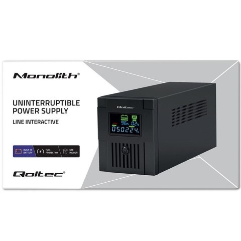 Zasilacz awaryjny UPS | Monolith | 1500VA | 900W | LCD | USB Qoltec