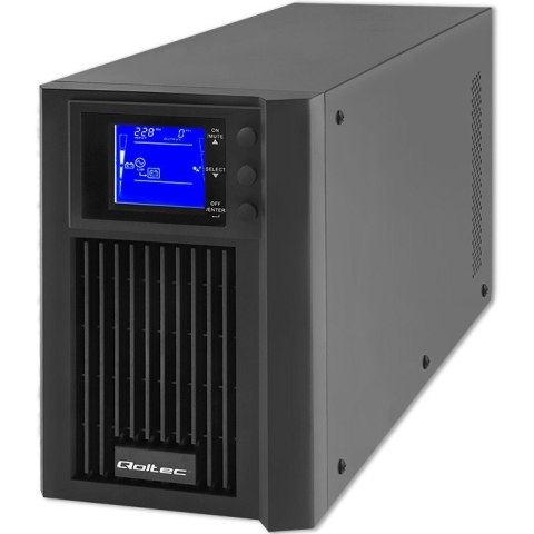 Zasilacz awaryjny UPS | On-line | Pure Sine Wave | 2kVA | 1.6kW |LCD | USB Qoltec