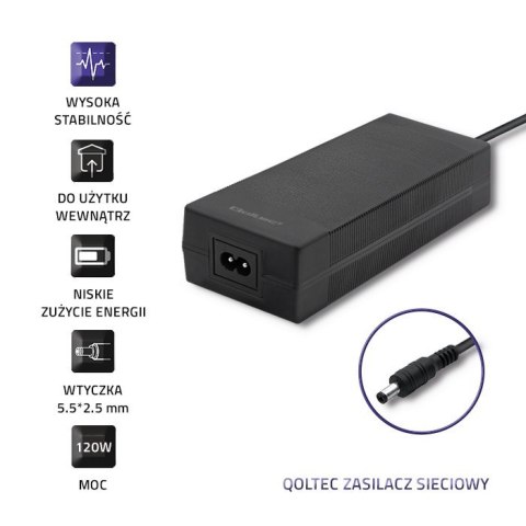 Zasilacz desktopowy 72W | 24V | 3A | 5.5*2.5 |+kabel zasilający Qoltec
