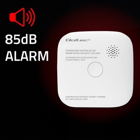 Czujnik dymu z baterią | Tuya | Wi-Fi | alarm 85dB | LED Qoltec