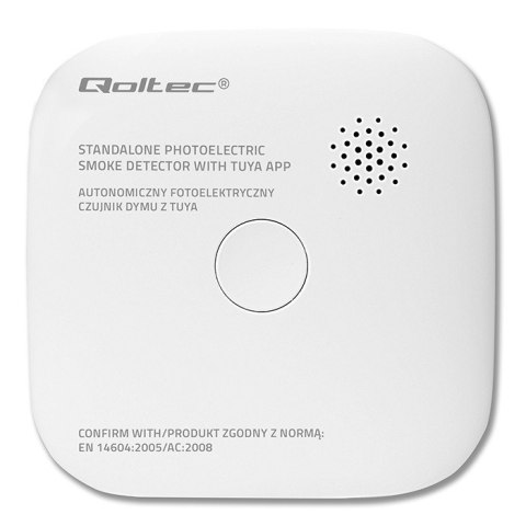 Czujnik dymu z baterią | Tuya | Wi-Fi | alarm 85dB | LED Qoltec