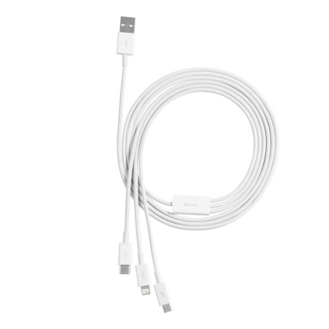 3w1 Kabel przewód Superior Series USB-A - USB-C / Lightning / micro USB 3.5A 1m - biały BASEUS