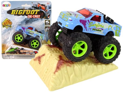 Auto Resorak Z Naciągiem Monster Truck Big Foot Gumowe Opony Rampa LEAN Toys