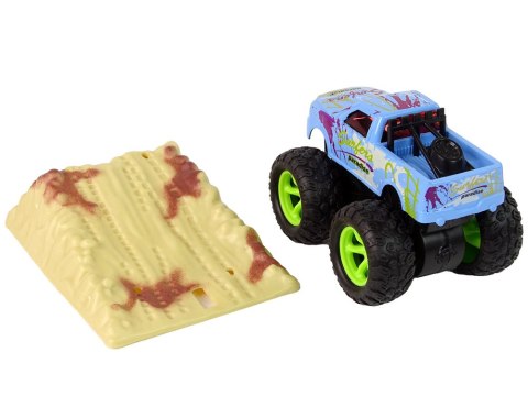 Auto Resorak Z Naciągiem Monster Truck Big Foot Gumowe Opony Rampa LEAN Toys