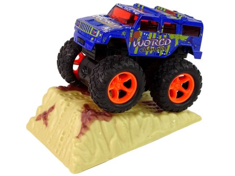 Auto Resorak Z Naciągiem Monster Truck Big Foot Gumowe Opony Rampa LEAN Toys