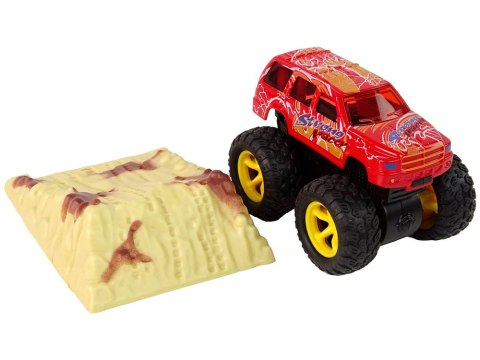 Auto Resorak Z Naciągiem Monster Truck Big Foot Gumowe Opony Rampa LEAN Toys