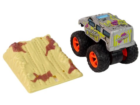 Auto Resorak Z Naciągiem Monster Truck Big Foot Gumowe Opony Rampa LEAN Toys
