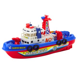 Statek Strażacki Łódź Z Holownikiem i Psikawką Wodną Światła Dźwięki LEAN Toys
