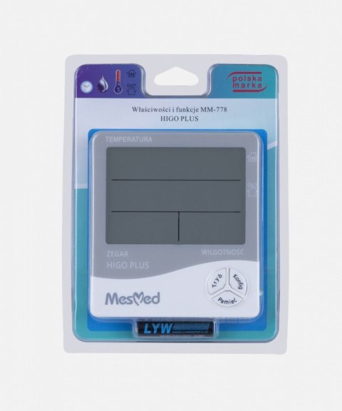 Higrometr MM-778 Higo Plus z fukcją termometru i zegara Mesmed
