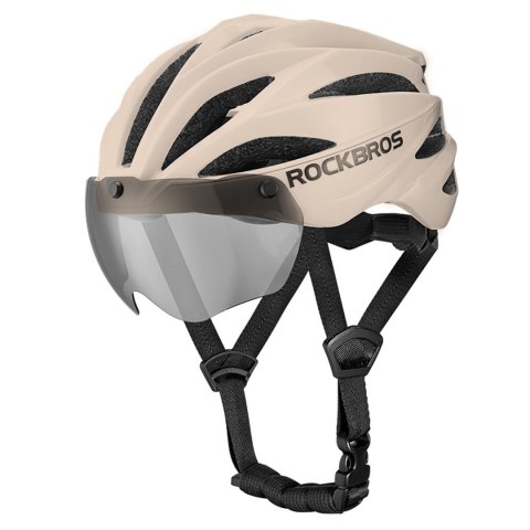 Kask rowerowy z szybką odpinanymi okularami z filtrem UV unisex - brązowy ROCKBROS