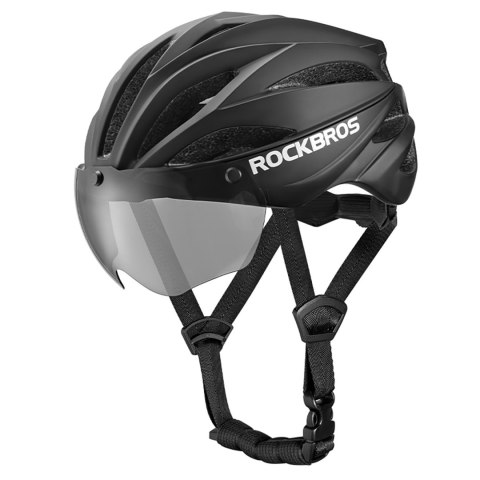 Kask rowerowy z szybką odpinanymi okularami z filtrem UV unisex - zielony ROCKBROS