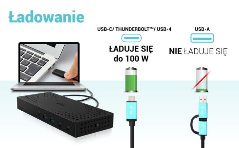 Stacja dokująca USB 3.0 / USB-C / Thunderbolt, 3 x 4K Gen 2 + zasilanie 100 W I-tec