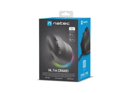 Mysz wertykalna CRAKE 2 PRO 128000DPI optyczna czarna Natec