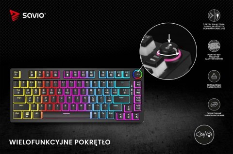 Klawiatura mechaniczna bezprzewodowa PHENIX, Gateron Red Pro, Pudding Savio