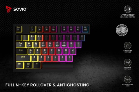 Klawiatura mechaniczna bezprzewodowa PHENIX, Gateron Red Pro, Pudding Savio