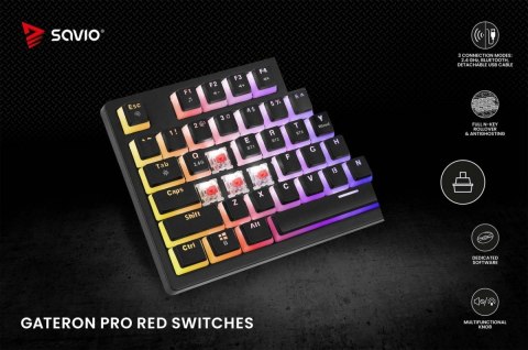 Klawiatura mechaniczna bezprzewodowa PHENIX, Gateron Red Pro, Pudding Savio