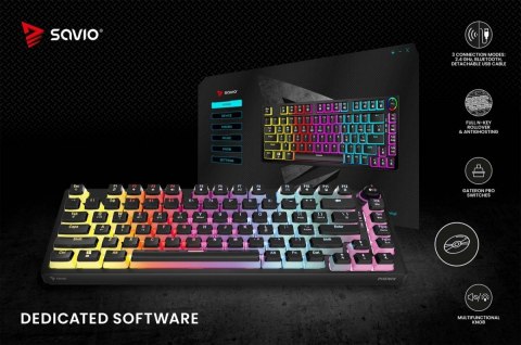 Klawiatura mechaniczna bezprzewodowa PHENIX, Gateron Red Pro, Pudding Savio