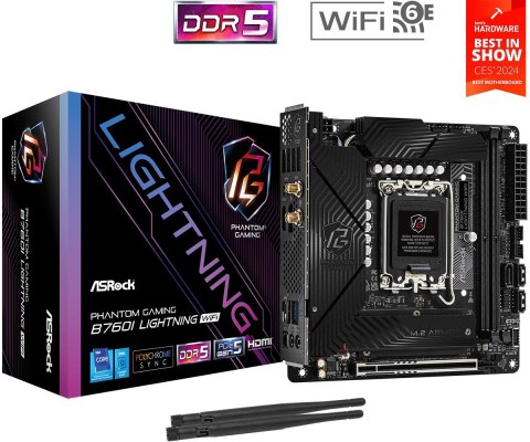 Płyta główna B760I LIGHTNING WIFI s1700 2DDR5 mITX DP/HDMI ASRock