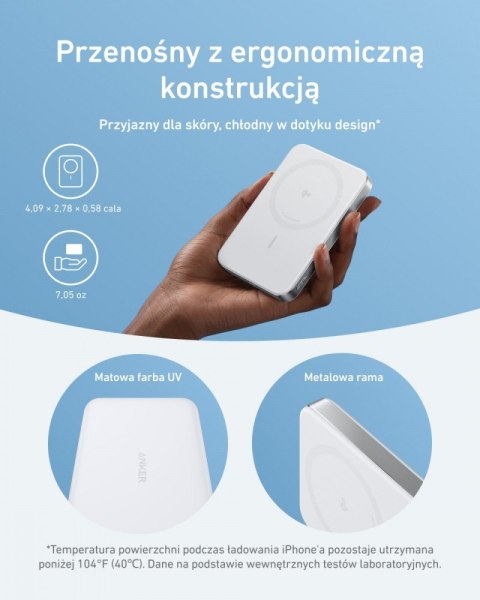 Powerbank indukcyjny MagGo 10000mAh biały Anker