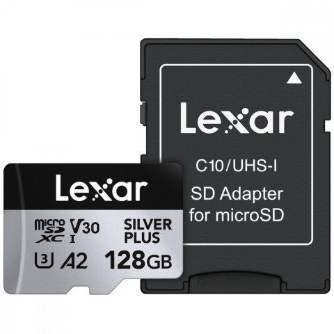 Karta pamięci microSD 128GB C10 A2 U3 V30 205/150MB/s Silver Plus Lexar