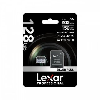 Karta pamięci microSD 128GB C10 A2 U3 V30 205/150MB/s Silver Plus Lexar