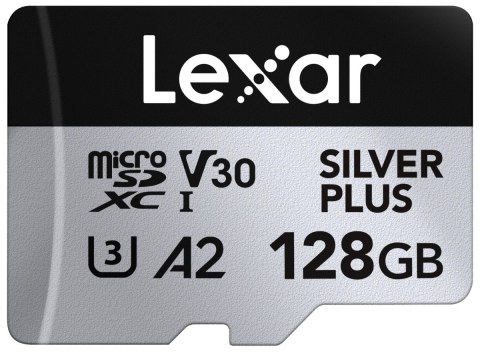 Karta pamięci microSD 128GB C10 A2 U3 V30 205/150MB/s Silver Plus Lexar