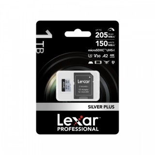Karta pamięci microSD 1TB C10 A2 U3 V30 205/150MB/s Silver Plus Lexar