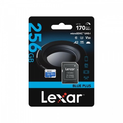 Karta pamięci microSD 256GB C10 A2 U3 V30 170MB/s Blue Plus Lexar