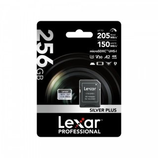 Karta pamięci microSD 256GB C10 A2 U3 V30 205/150MB/s Silver Plus Lexar