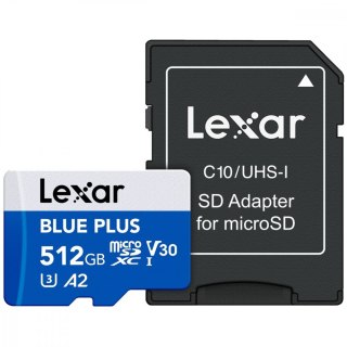 Karta pamięci microSD 512GB C10 A2 U3 V30 170MB/s Blue Plus Lexar
