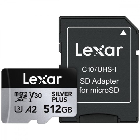 Karta pamięci microSD 512GB C10 A2 U3 V30 205/150MB/s Silver Plus Lexar