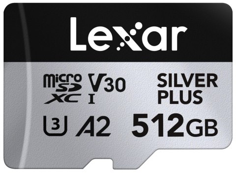 Karta pamięci microSD 512GB C10 A2 U3 V30 205/150MB/s Silver Plus Lexar
