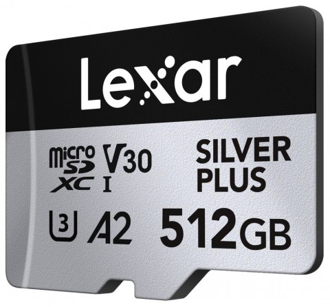Karta pamięci microSD 512GB C10 A2 U3 V30 205/150MB/s Silver Plus Lexar