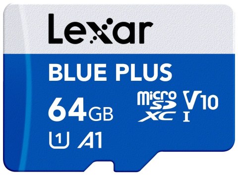 Karta pamięci microSD 64GB C10 A1 U3 V10 100MB/s Blue Plus Lexar