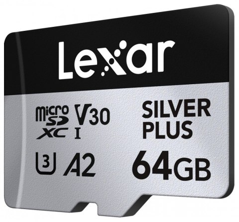 Karta pamięci microSD 64GB C10 A2 U3 V30 205/100MB/s Silver Plus Lexar