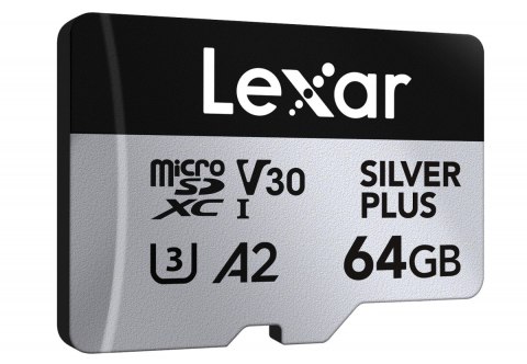 Karta pamięci microSD 64GB C10 A2 U3 V30 205/100MB/s Silver Plus Lexar