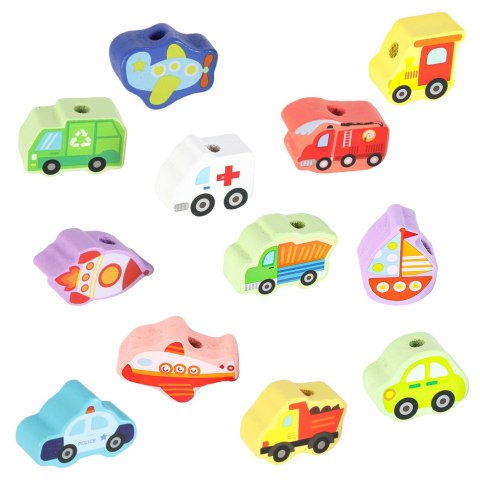 Klocki drewniane do nawlekania pojazdy znaki drogowe Kik Sp. z o. o. Sp. k.