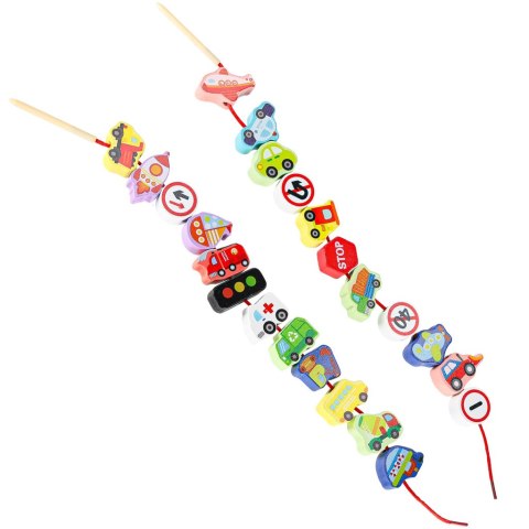 Klocki drewniane do nawlekania pojazdy znaki drogowe Kik Sp. z o. o. Sp. k.