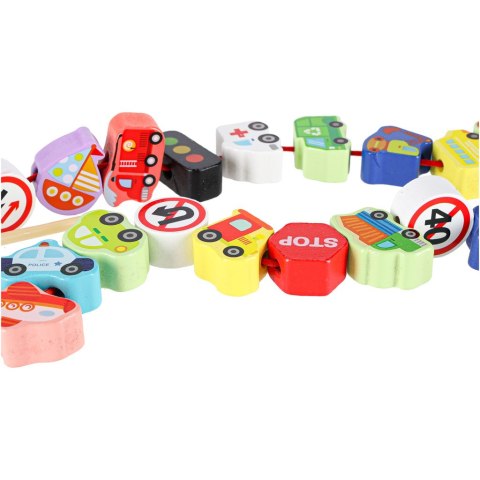 Klocki drewniane do nawlekania pojazdy znaki drogowe Kik Sp. z o. o. Sp. k.