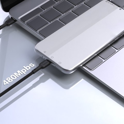 Kabel przewód USB-C 65W 2m - czarny DUDAO