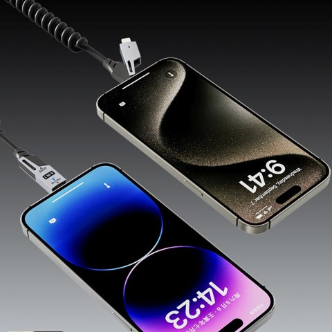 Kabel przewód spiralny 4w1 USB-A / USB-C - Lightning / USB-C - czarny DUDAO