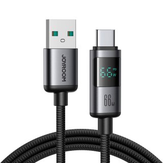Kabel przewód z wyświetlaczem USB-A - USB-C 66W 1.2m - czarny JOYROOM