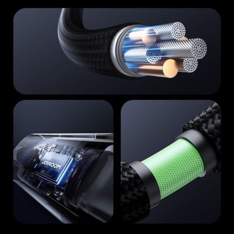 Kabel przewód z wyświetlaczem USB-A - USB-C 66W 1.2m - czarny JOYROOM