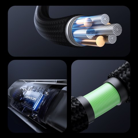Kabel przewód z wyświetlaczem USB-C 100W 1.2m - czarny JOYROOM
