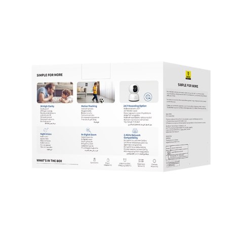 Kamera wewnętrzna Security P1 Lite do monitoringu microSD Wi-Fi 2K - biała BASEUS