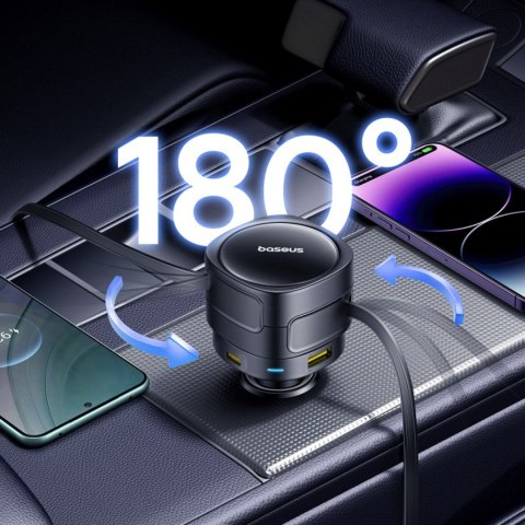 Ładowarka samochodowa USB-C z kablem USB-C iPhone Lightning 90W - czarna BASEUS