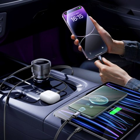 Ładowarka samochodowa USB-C z kablem USB-C iPhone Lightning 90W - czarna BASEUS